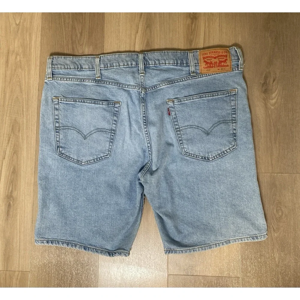 Levis 412 Mens Shorts Jorts Jeans Blue Size 40 - Picture 2 of 8